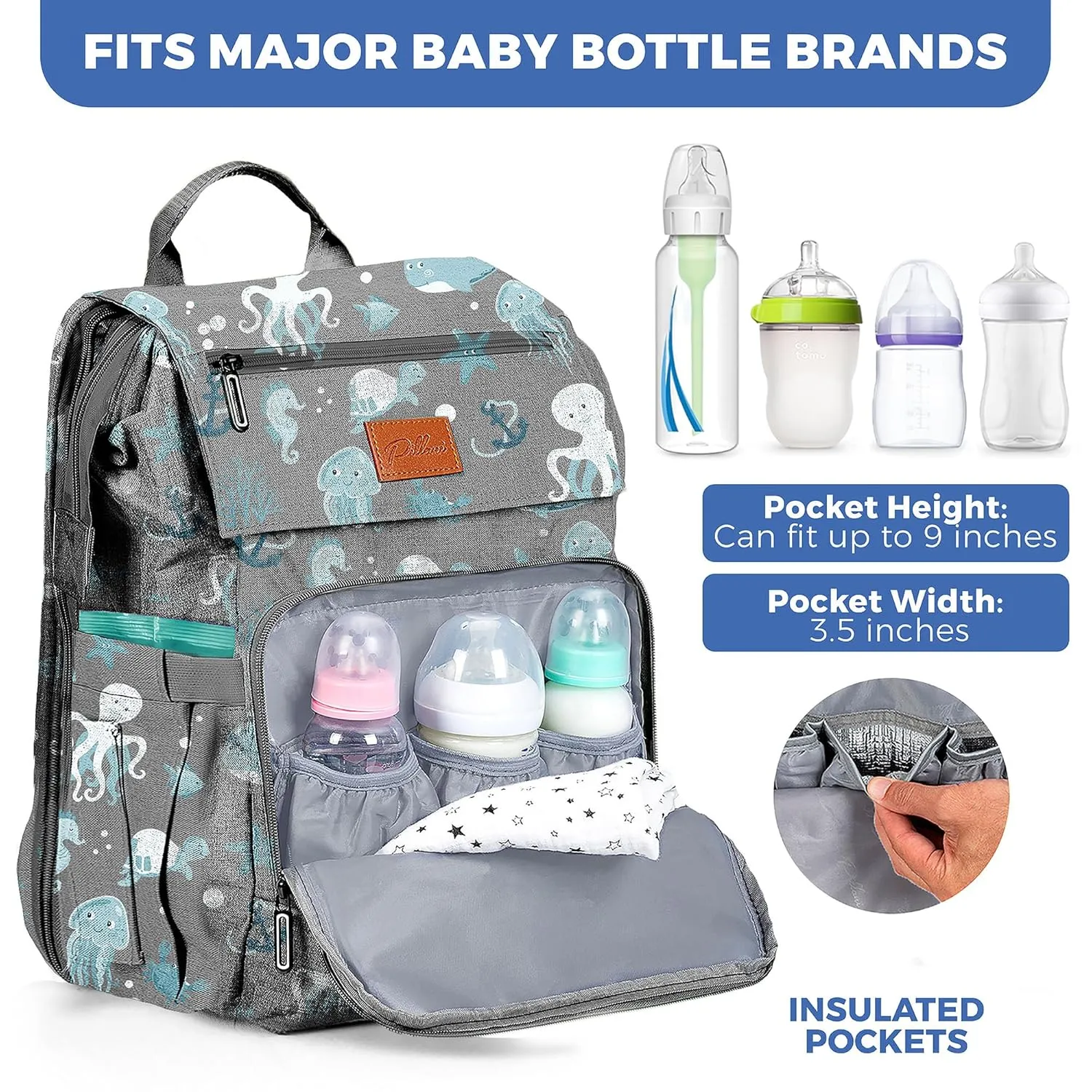 PILLANI Baby Diaper Bag Backpack - Baby Bag for Boys & Girls - Diaper Backpack - Large Travel Diaper Bags with Changing Pad - Baby Registry Search & Baby Shower Gifts - Newborn Essentials Must Haves
