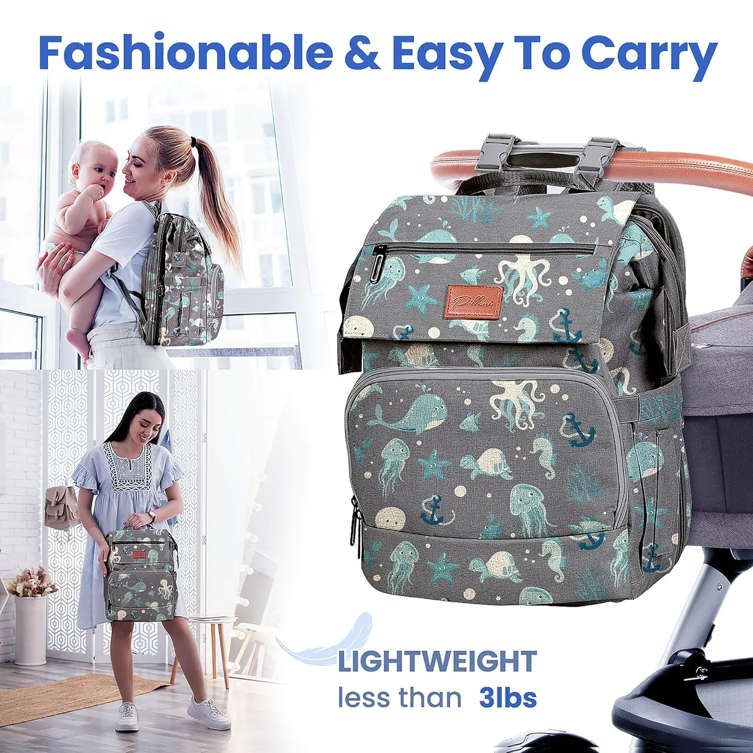 PILLANI Baby Diaper Bag Backpack - Baby Bag for Boys & Girls - Diaper Backpack - Large Travel Diaper Bags with Changing Pad - Baby Registry Search & Baby Shower Gifts - Newborn Essentials Must Haves