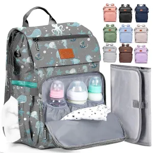 PILLANI Baby Diaper Bag Backpack - Baby Bag for Boys & Girls - Diaper Backpack - Large Travel Diaper Bags with Changing Pad - Baby Registry Search & Baby Shower Gifts - Newborn Essentials Must Haves