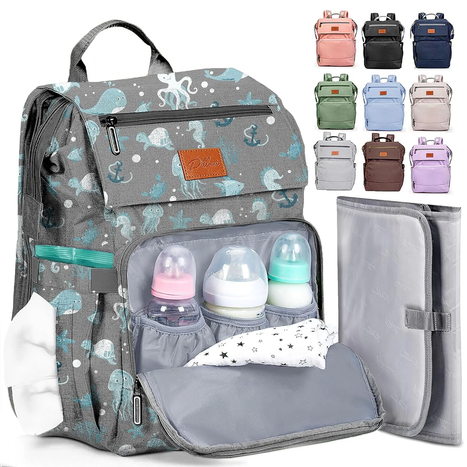PILLANI Baby Diaper Bag Backpack - Baby Bag for Boys & Girls - Diaper Backpack - Large Travel Diaper Bags with Changing Pad - Baby Registry Search & Baby Shower Gifts - Newborn Essentials Must Haves