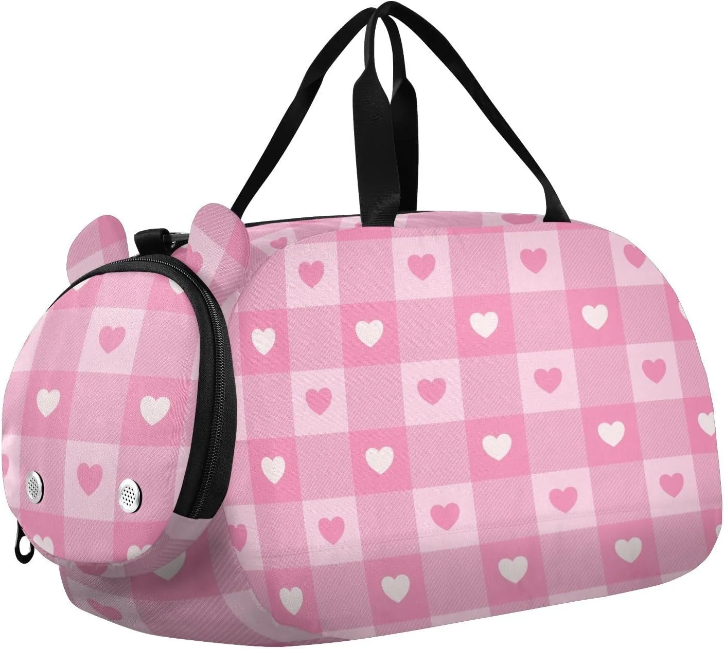Pink Checkered Hearts Duffel Bags for Boys Small Gym Bags for Teens Dance Bag for Girls