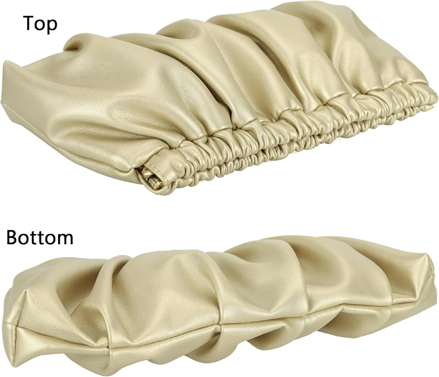 Pleated Evening Bag Soft Vegan Leather Dressy Clutch Purse Formal Ruched Handbag for Women