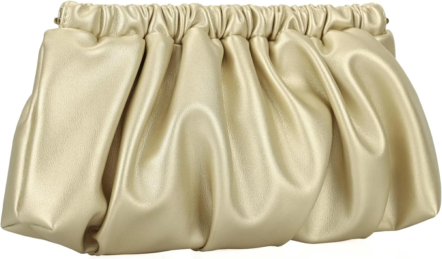 Pleated Evening Bag Soft Vegan Leather Dressy Clutch Purse Formal Ruched Handbag for Women