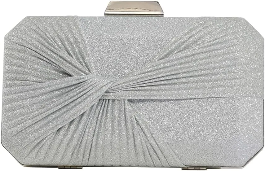 Pleated Evening Bag Sparkly Sequin Clutch Bag for Women Sparkly Handbag Bridal Wedding Purse Elegant Crossbody Bag