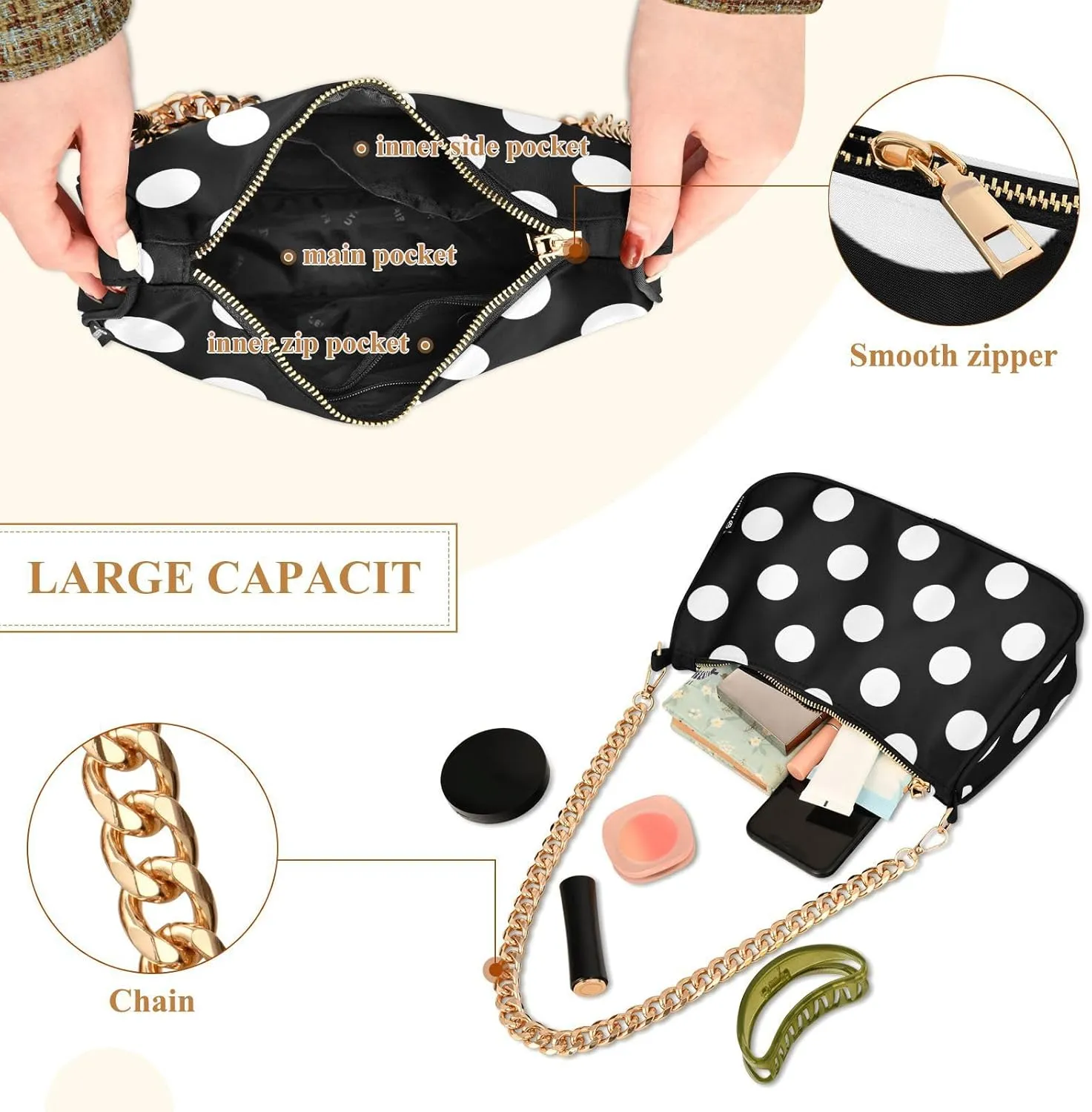 Polka Dot Red Shoulder Bag for Women Small Purse Chain Clutch Mini Purse with Chain Strap for Women Girlfriend