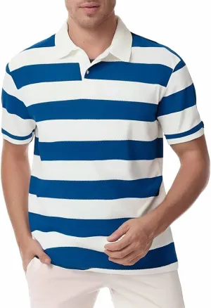 Polo Shirts for Men, Summer Sports Striped Short Sleeve Regular Moisture Wicking Dry Fit Golf Shirt, Sizes S-3XL