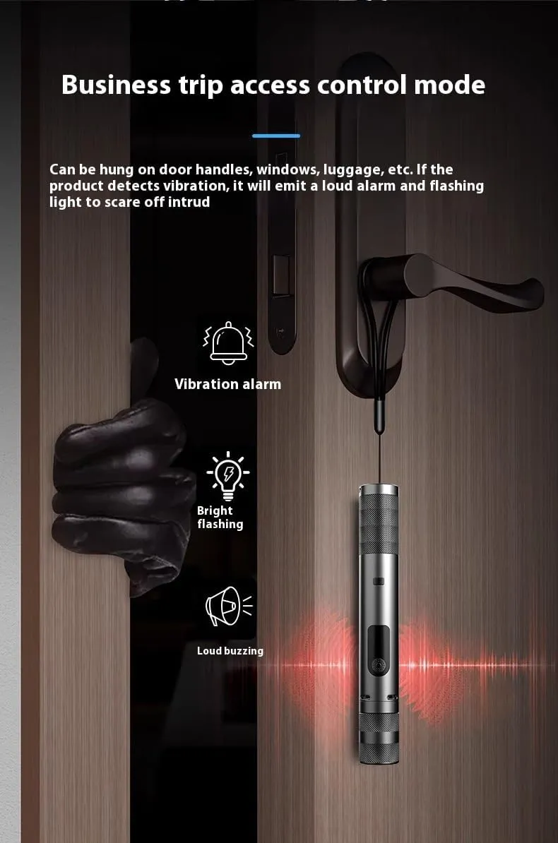 Portable 3 in 1 LED Zoomable Flashlight with Hidden Camera Detectors and Door Alarm Warning,Rechargeable Self Protective Tactical Flashlight for Travel,Camping,Emergency,Gifts For Men&Women (Red)