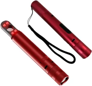 Portable 3 in 1 LED Zoomable Flashlight with Hidden Camera Detectors and Door Alarm Warning,Rechargeable Self Protective Tactical Flashlight for Travel,Camping,Emergency,Gifts For Men&Women (Red)