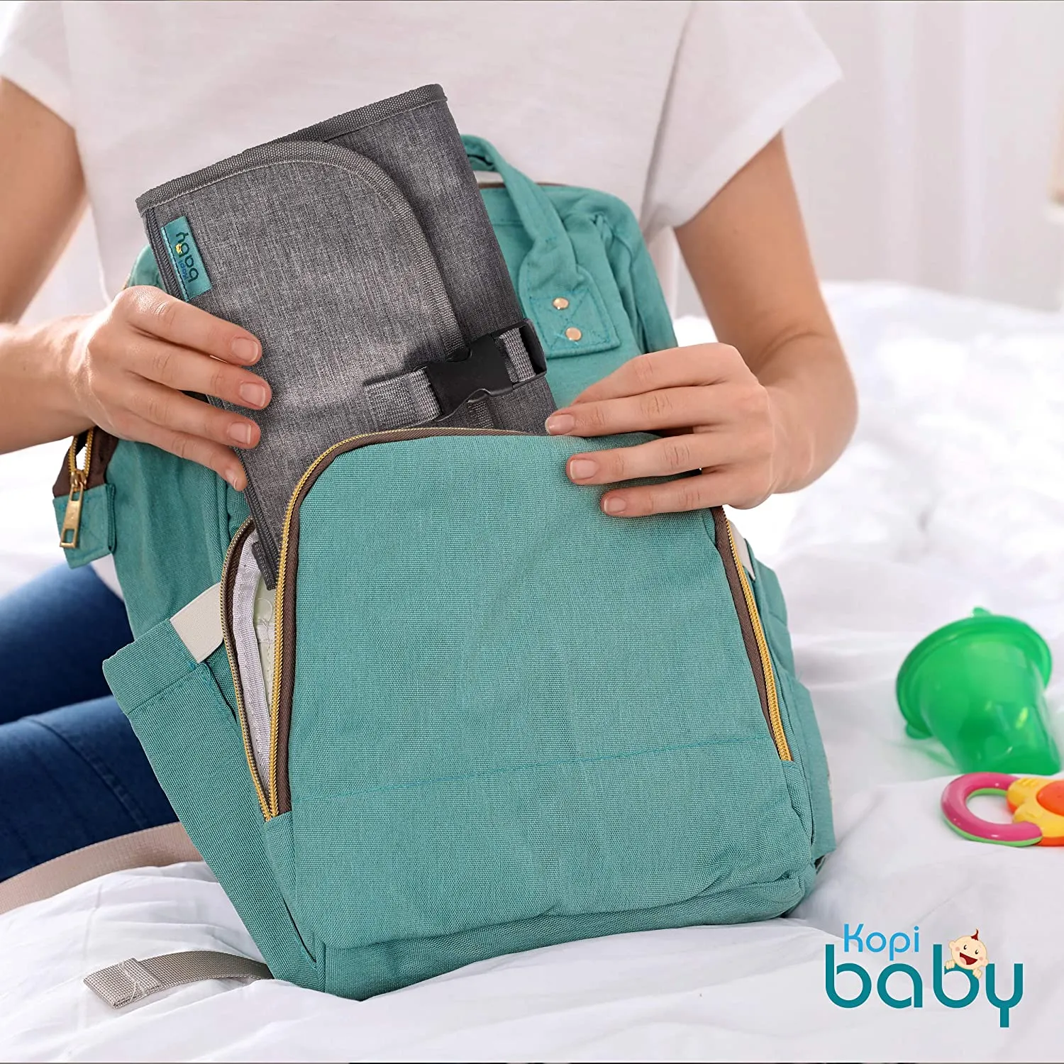 Portable Diaper Changing Pad, Portable Changing Pad for Newborn Girl & Boy - Baby Changing Pad with Smart Wipes Pocket – Waterproof Travel Changing Station Kit - Baby Gift by Kopi Baby