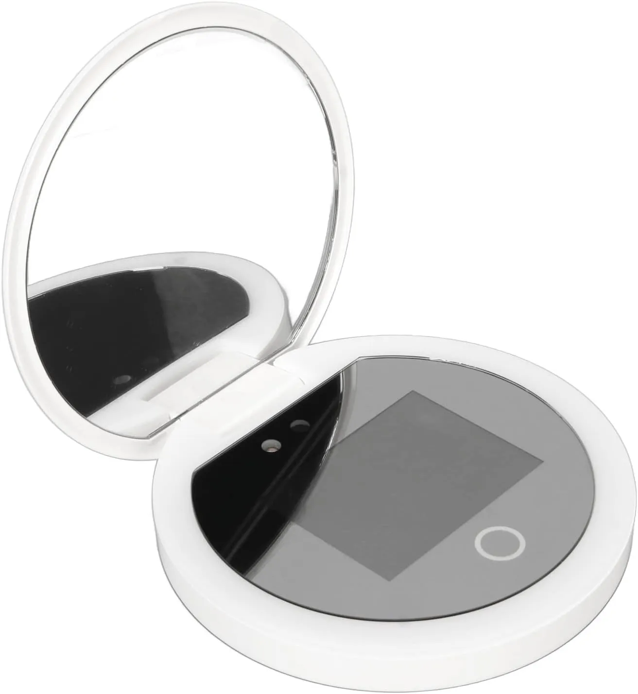 Portable Travel Compact Mirror with Camera for Sunscreen Test, 2X Magnification Lighted Mirror for Handbag Pocket, 3.5in Pocket Size L