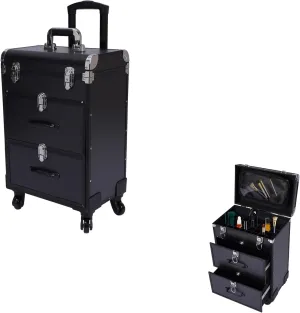 Professional Rolling Makeup Case, Large Cosmetic Trolley with Locks, Make up Bag with dividers, Cosmetics Storage Organizer for On The Go Makeup/Nail Art/Hair Styling 14.2 * 9.1 * 22.8inch