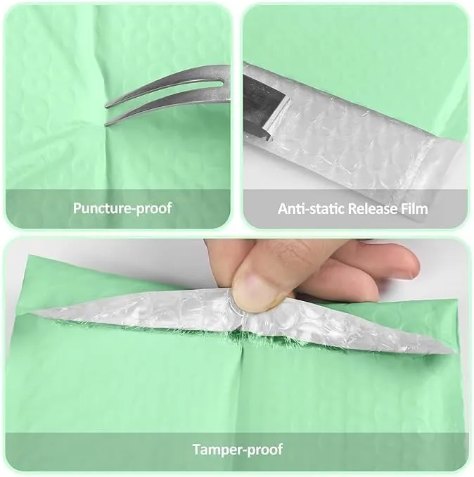 ProLine #0 6.5x10 inches Light Green Poly Bubble Mailers Padded Envelopes Shipping Bags (50)