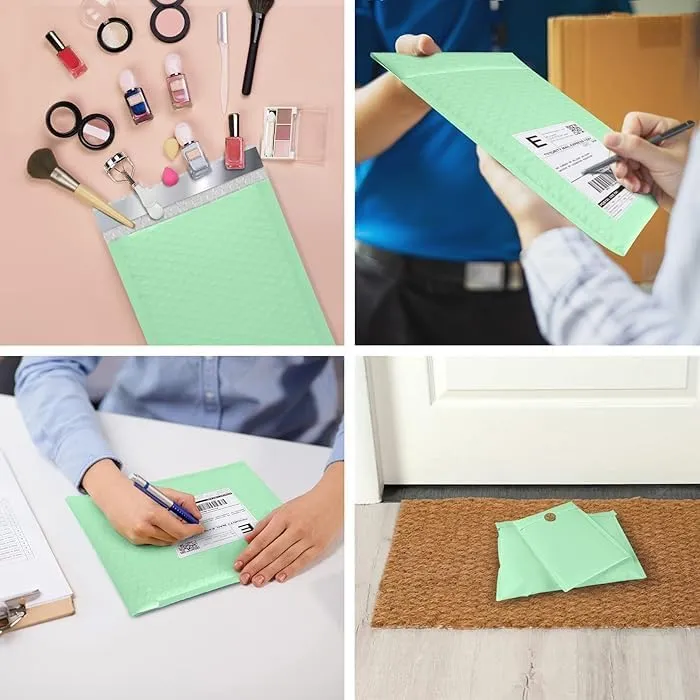 ProLine #0 6.5x10 inches Light Green Poly Bubble Mailers Padded Envelopes Shipping Bags (50)