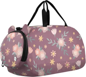 Purple and Pink Bloom Flowers Duffel Bags for Boys Small Gym Bags for Teens Dance Bag for Girls