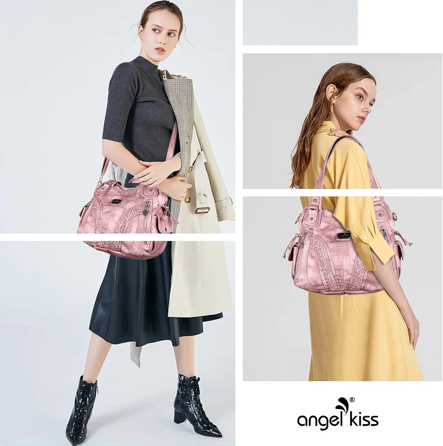 Purses and Handbags Women Fashion Tote Bag Shoulder Bags Top Handle Satchel Purses Washed Synthetic Leather Handbag