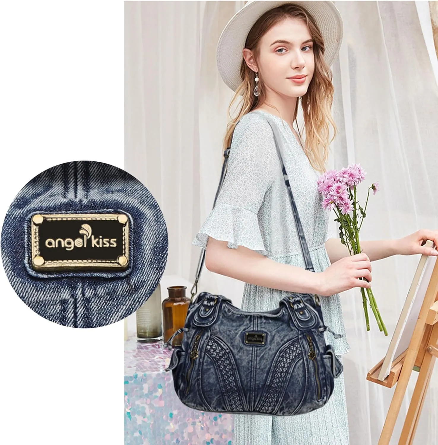 Purses and Handbags Women Fashion Tote Bag Shoulder Bags Top Handle Satchel Purses Washed Synthetic Leather Handbag