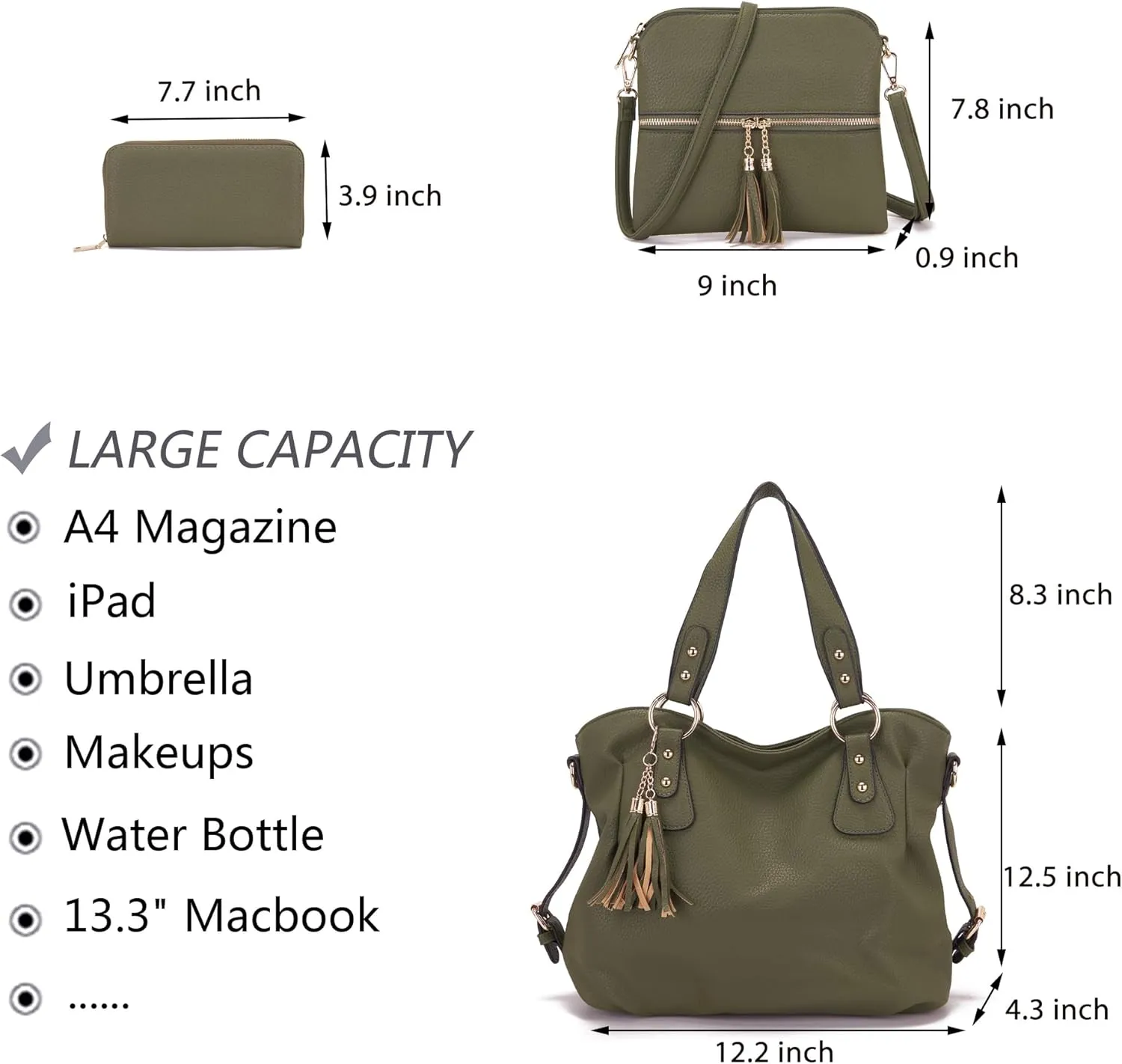 Qiyuer Purses And Wallets Set For Women Tote Handbags Large Hobo Bag Purse With Wallet 3PCS