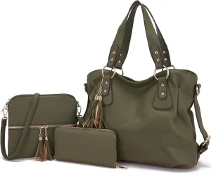 Qiyuer Purses And Wallets Set For Women Tote Handbags Large Hobo Bag Purse With Wallet 3PCS
