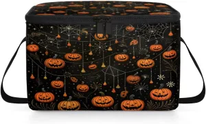 QsirBC Abstract Pumpkin Lamp Flower Lunch Bags for Women Men Insulated Lunch Box Cooler Bag with Long Strap for Office Picnic Beach Meal Prep Outdoors
