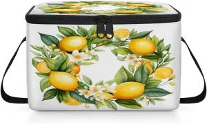 QsirBC Lemon Garland Lunch Bags for Women Men Insulated Lunch Box Cooler Bag with Long Strap for Office Picnic Beach Meal Prep Outdoors