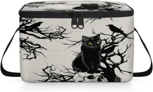 QsirBC Skull Cat Twig Raven Lunch Bags for Women Men Insulated Lunch Box Cooler Bag with Long Strap for Office Picnic Beach Meal Prep Outdoors