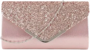 Queena Womens Shiny Glitter Evening Clutch Envelope Handbag Chain Purse for Wedding Party Prom Gift for Mom Wife Girlfriend