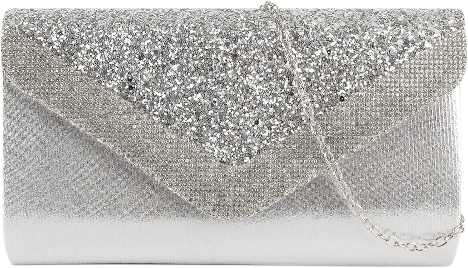 Queena Womens Shiny Glitter Evening Clutch Envelope Handbag Chain Purse for Wedding Party Prom Gift for Mom Wife Girlfriend