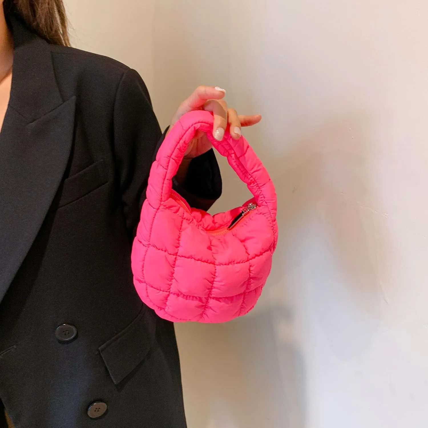 Quilted MINI Handbag and Purses Women Puffer Nylon Hobo Cotton Padded Purse Work Travel Lightweight