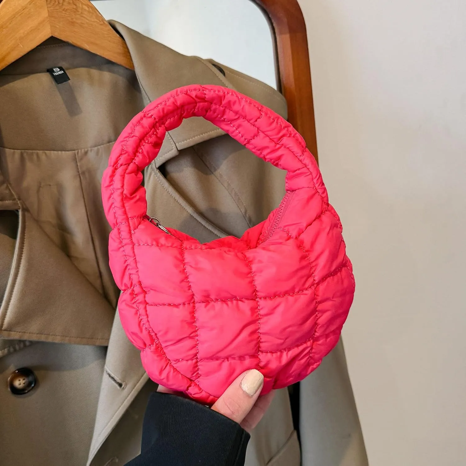 Quilted MINI Handbag and Purses Women Puffer Nylon Hobo Cotton Padded Purse Work Travel Lightweight