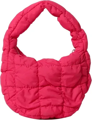 Quilted MINI Handbag and Purses Women Puffer Nylon Hobo Cotton Padded Purse Work Travel Lightweight