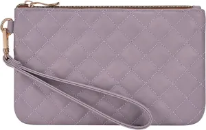 Quilted Wristlet Purse for Women, Vegan Leather Wristlet Pouch Zip Clutch Bag, Evening Clutch Purse with strap