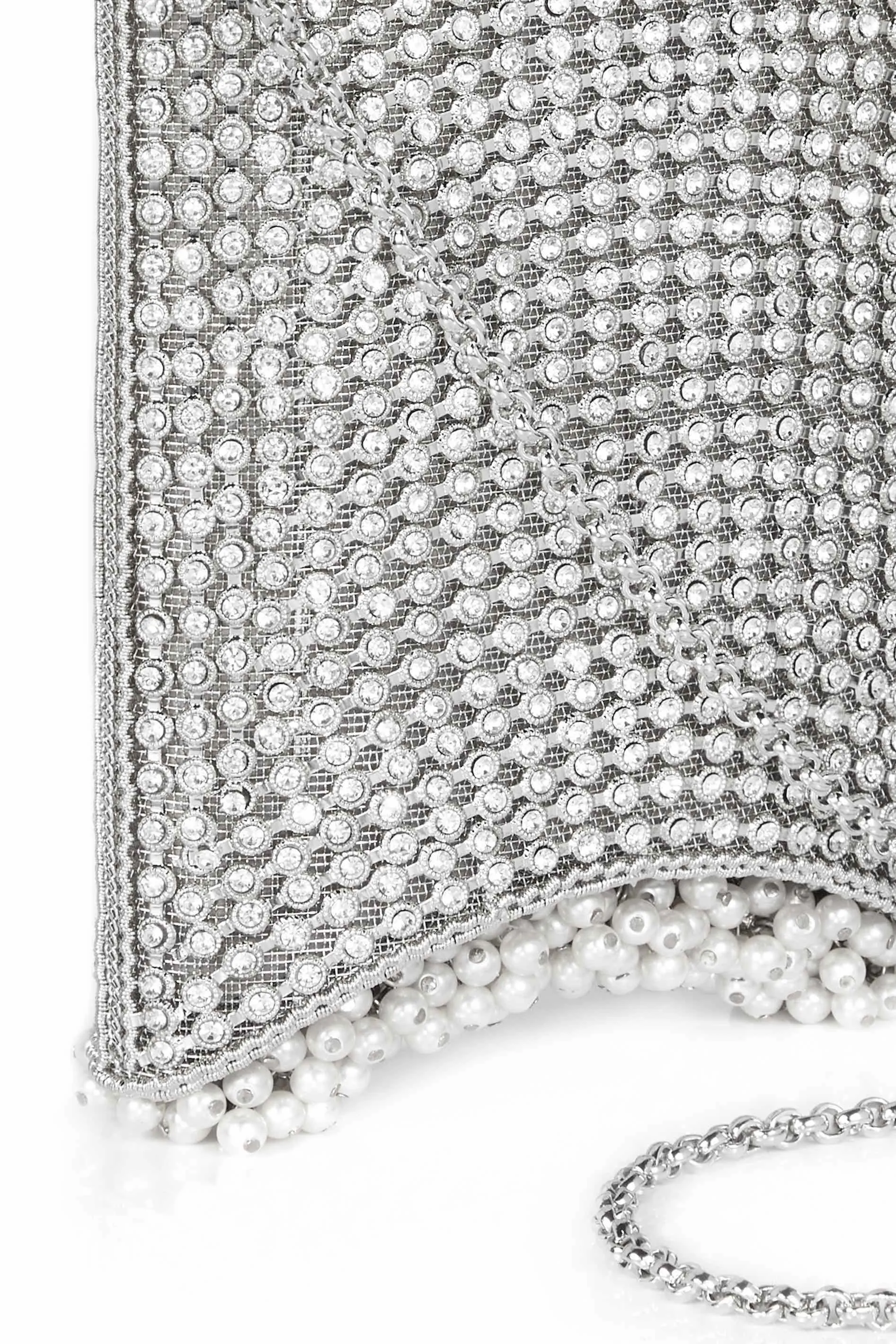 "All That Glitters" | Crystal Pearl Phone Bag | Silver