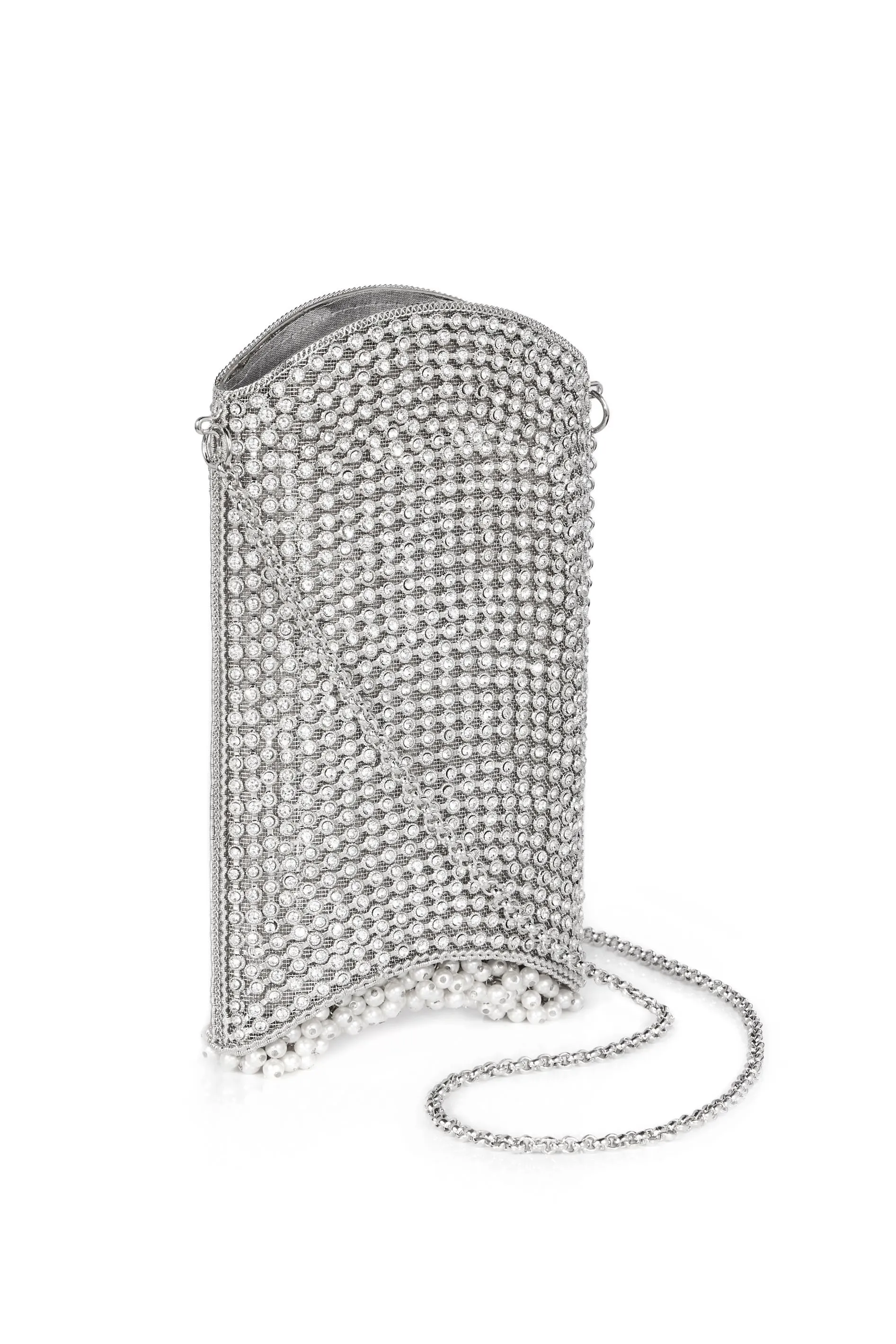 "All That Glitters" | Crystal Pearl Phone Bag | Silver