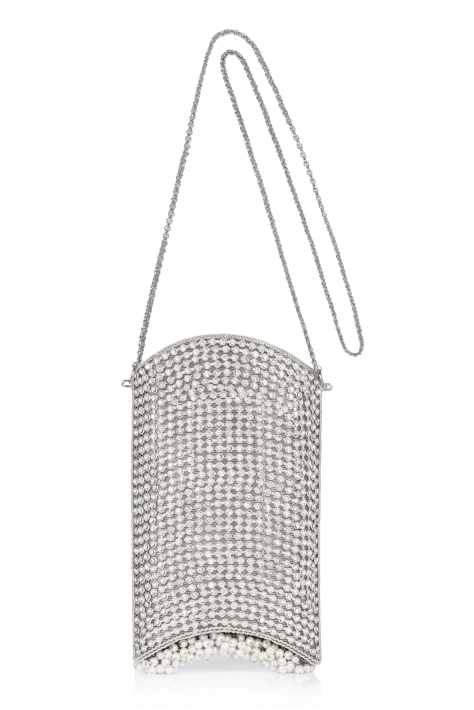 "All That Glitters" | Crystal Pearl Phone Bag | Silver