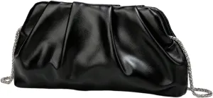 QWINEE Women's PU Leather Shoulder Clutch Purse Evening Clutch Bag Purse Small Crossbody Bag with Chain Strap