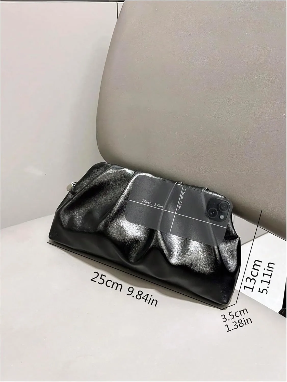 QWINEE Women's PU Leather Shoulder Clutch Purse Evening Clutch Bag Purse Small Crossbody Bag with Chain Strap