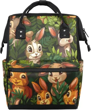 Rabbit Leaf Diaper Bag Mommy Bags With Adjustable Shoulder Strap Waterproof Multifunction Shoulder Bag Travel Large Capacity Backpack for Moms And Dads