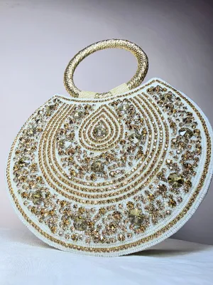 Radiant Ring Handle Embellished Clutch