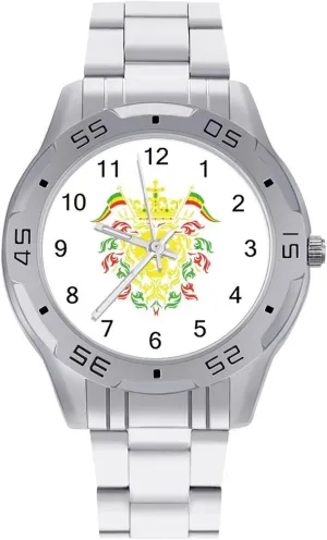 Rasta Lion Classic Wrist Watches for Men Casual Business Dress Watch with Stainless Steel Band Work Party