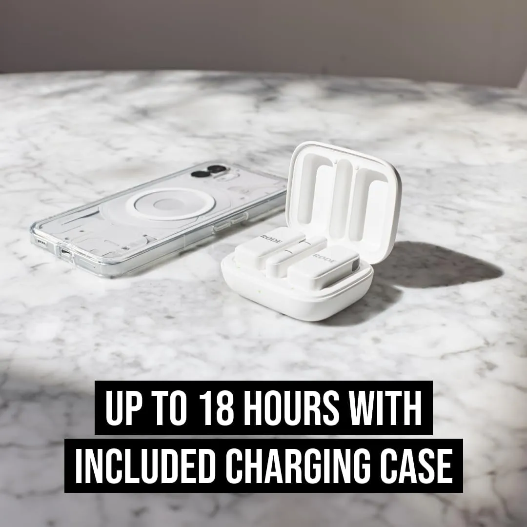 RØDE Wireless Micro - Compact Wireless Microphone, Two Mics with Charge Case for Smartphone Content Creation - USB-C, White