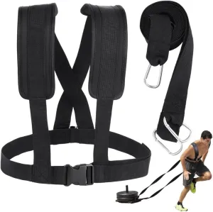 Resistance Harness for Strength Training, Pull Sled Drag Kit with Padded Straps, Adjustable Running Workout Gear for Athletes, Football and Endurance Training