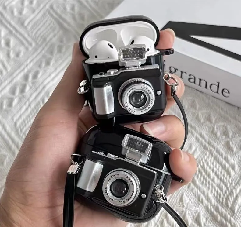 Retro 3d Black Pink White Yellow Airpods Case