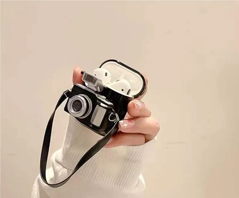 Retro 3d Black Pink White Yellow Airpods Case