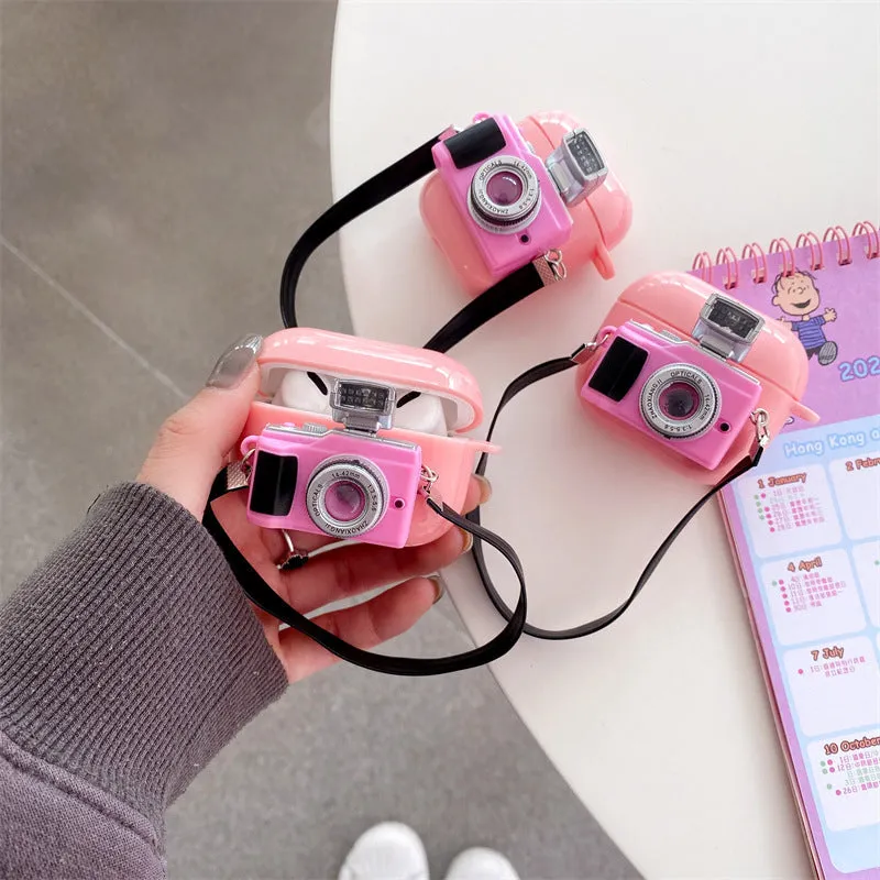 Retro 3d Black Pink White Yellow Airpods Case