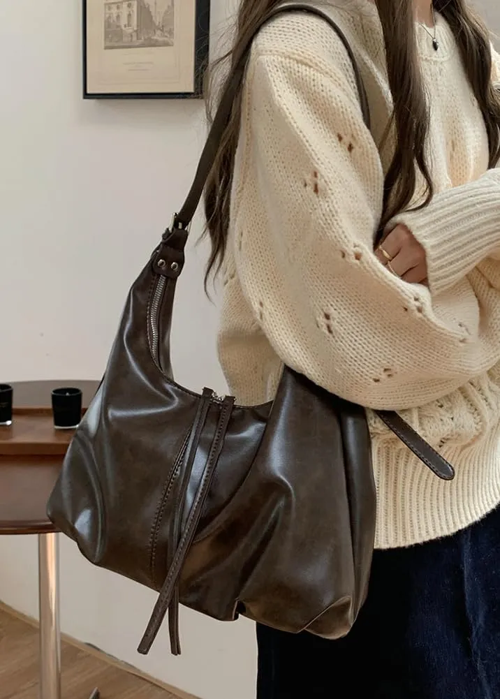 Retro Hobo Tote Handbag for Women Large PU Leather Crossbody Purse Casual Shoulder Bag