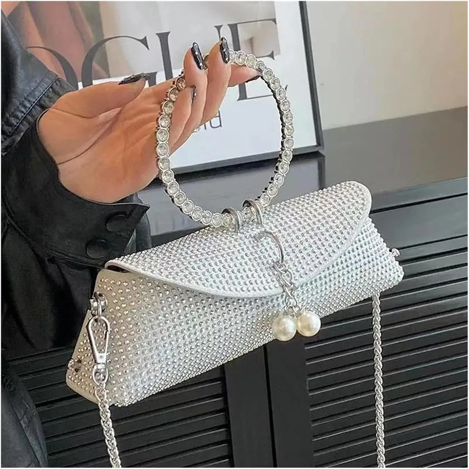 Rhinestone Bags Diamond Handbags For Women Wedding Party Handle Bag Bling Rhinestone Prom Party Bridal Sparkly