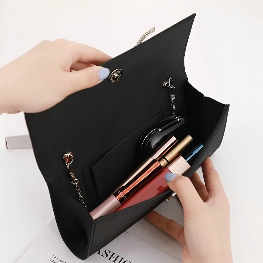 Rhinestone Bow Clutch Purses Women Chic Shiny Evening Handbag Evening Clutch Bag with Chain for Prom Wedding Party