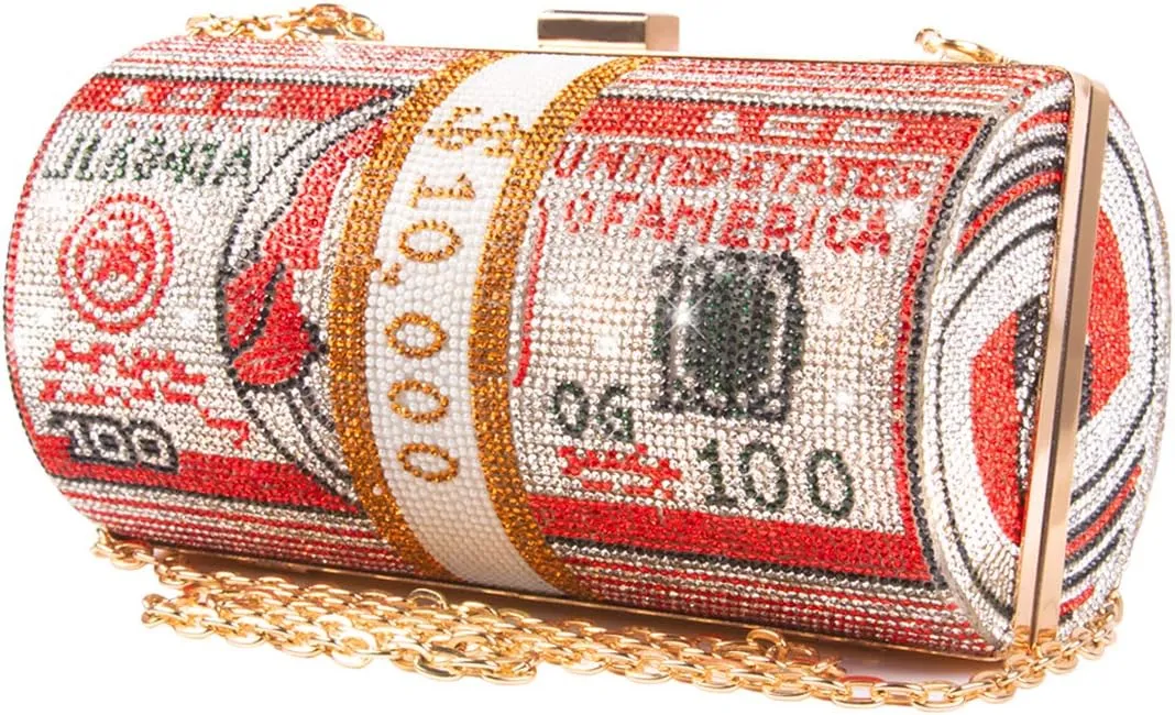 Rhinestone Clutch Purses for Women,Realistic Money Bag Purses for Party Diamond Novelty Purse Evening Handbag
