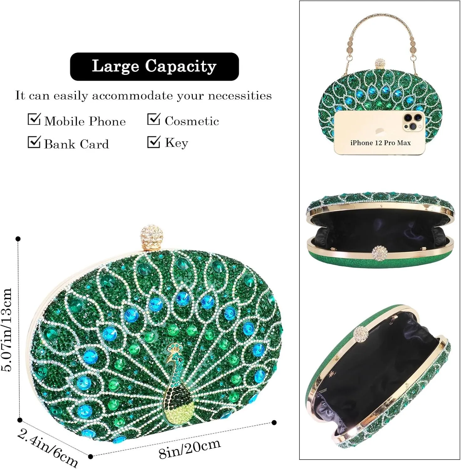 Rhinestone Evening Clutch Purses for Women Evening Clutch bag Crossbody & Shoulder Bag For Wedding Night out Party