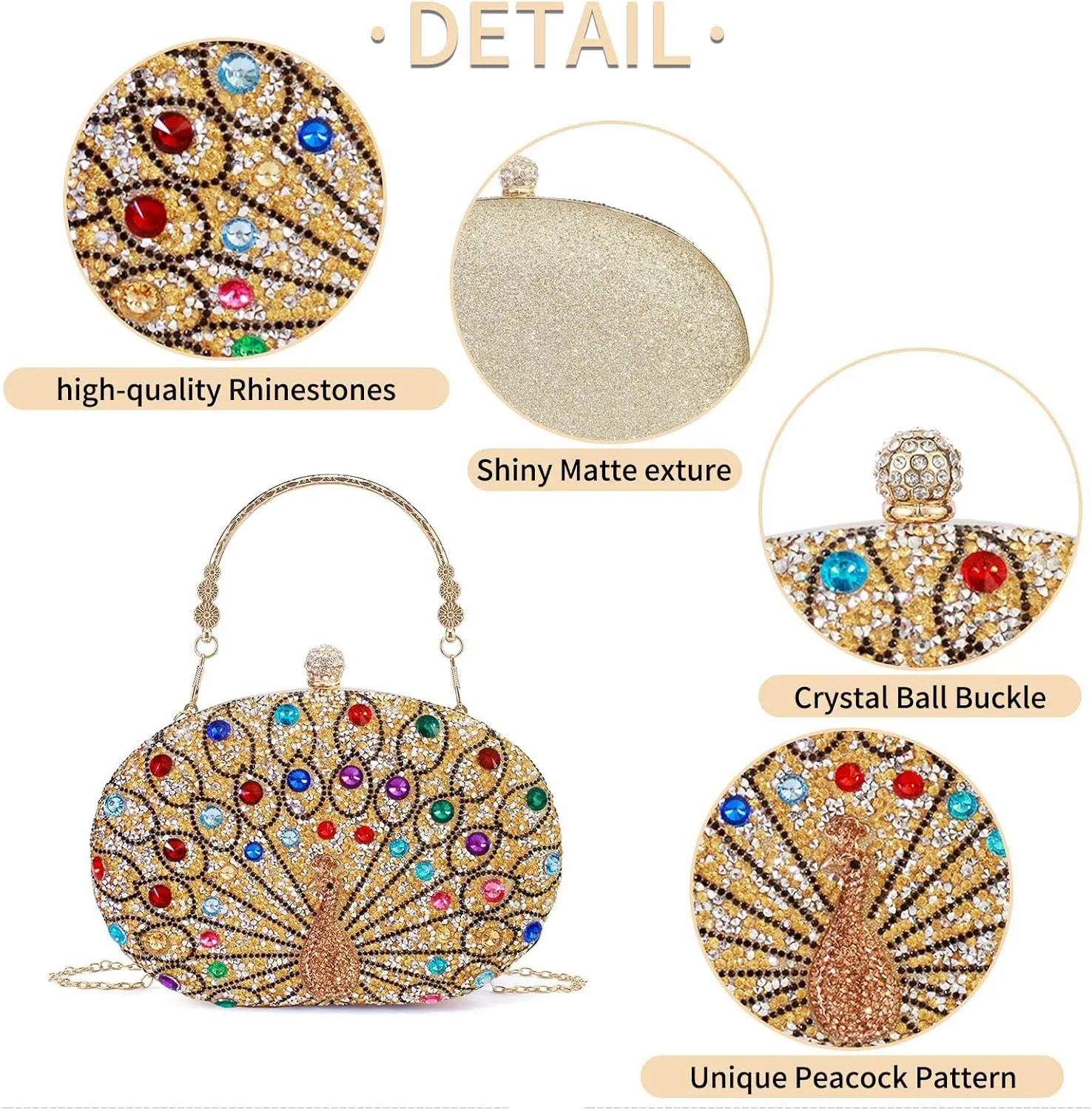 Rhinestone Evening Clutch Purses for Women Evening Clutch bag Crossbody & Shoulder Bag For Wedding Night out Party